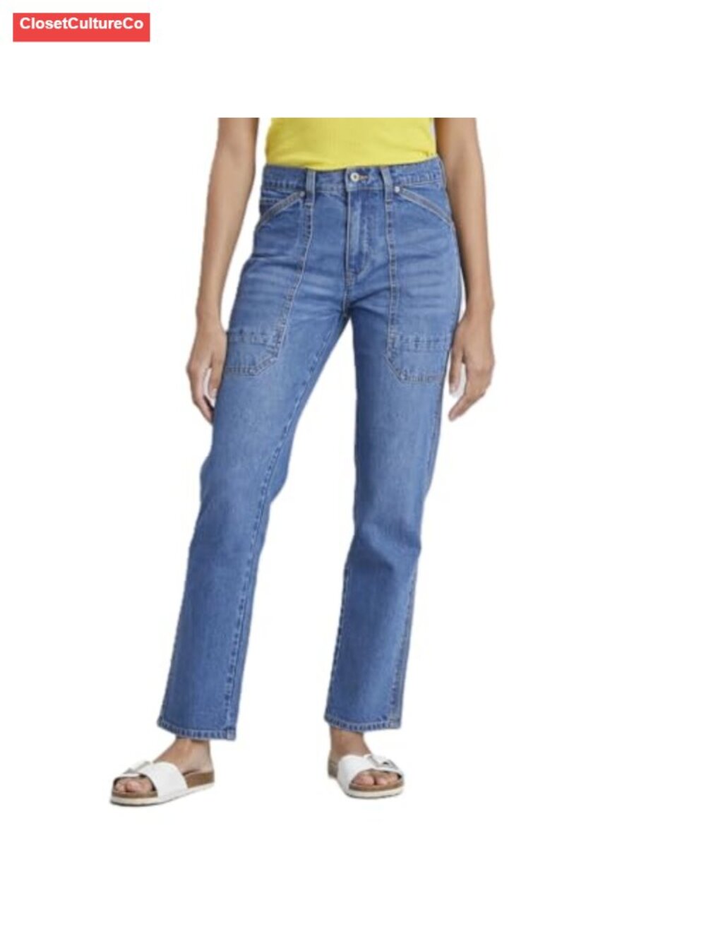 Utility Slim Straight Leg High Rise Jeans Fall Denim Pants